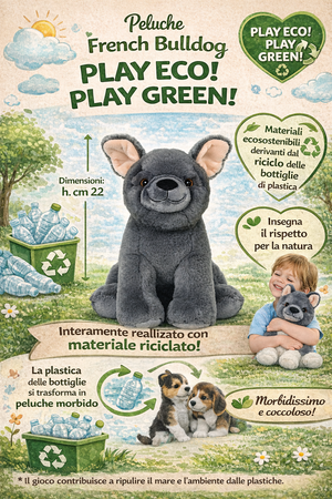 Peluche Cane French Bulldog Grs Cm. 25 Plastica Reciclata Lelly - 800212
