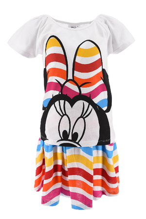 Completo Gonna + T-Shirt M.c. Minnie Mouse DISNEY Bambina Sun City 3/8 Anni - Ev1079bianco