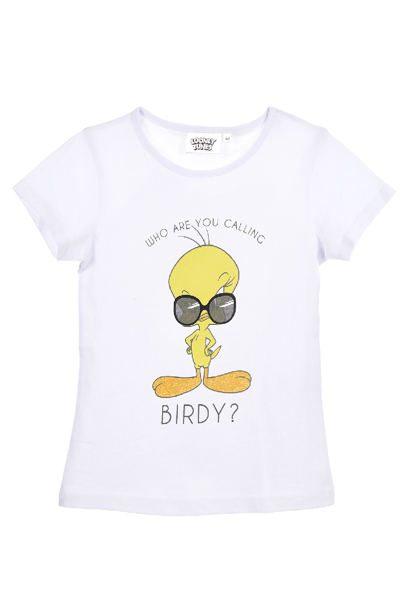 T-Shirt M.c. Titti Canarino Giallo Maglietta Bambina Sun City 4/8 Anni - Ev1258bianco