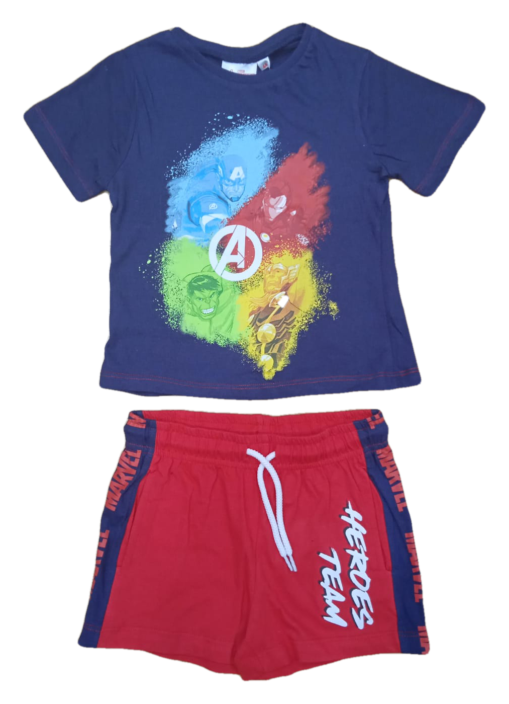 Completo Estivo Avengers MARVEL Short + T-Shirt Bambino Sun City 4/10 Anni - Ev1085blu