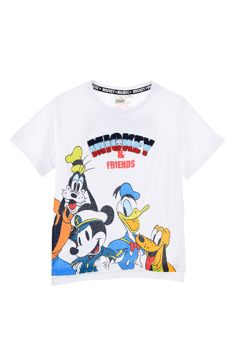 T-Shirt M.c. Mickey Mouse DISNEY Topolino Maglietta Bambino Sun City 3/8 Anni - Ev1071.biobianco