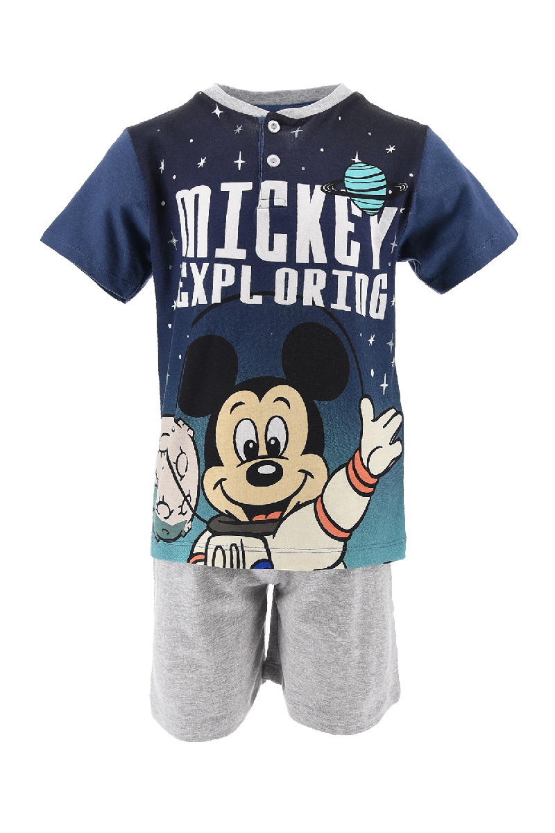 Pigiama Estivo DISNEY Topolino Mickey T-Shirt Maniche Corte Short 100% Cotone Bambino - Ev2096avio