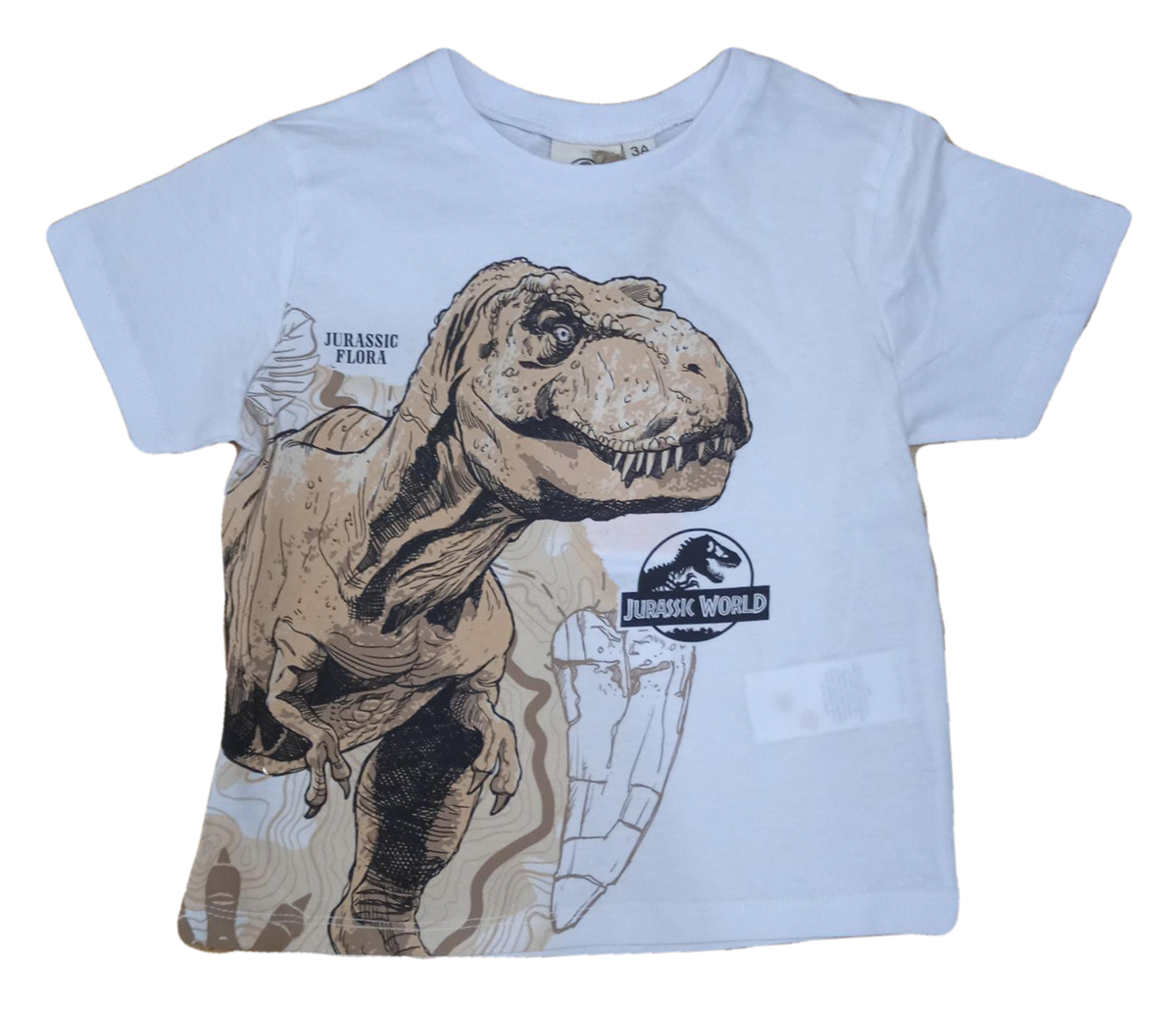 T-Shirt M.c. Jurassic Word Dinosauri Maglietta Bambino Sun City 3/8 Anni - Ev1221.biobianco