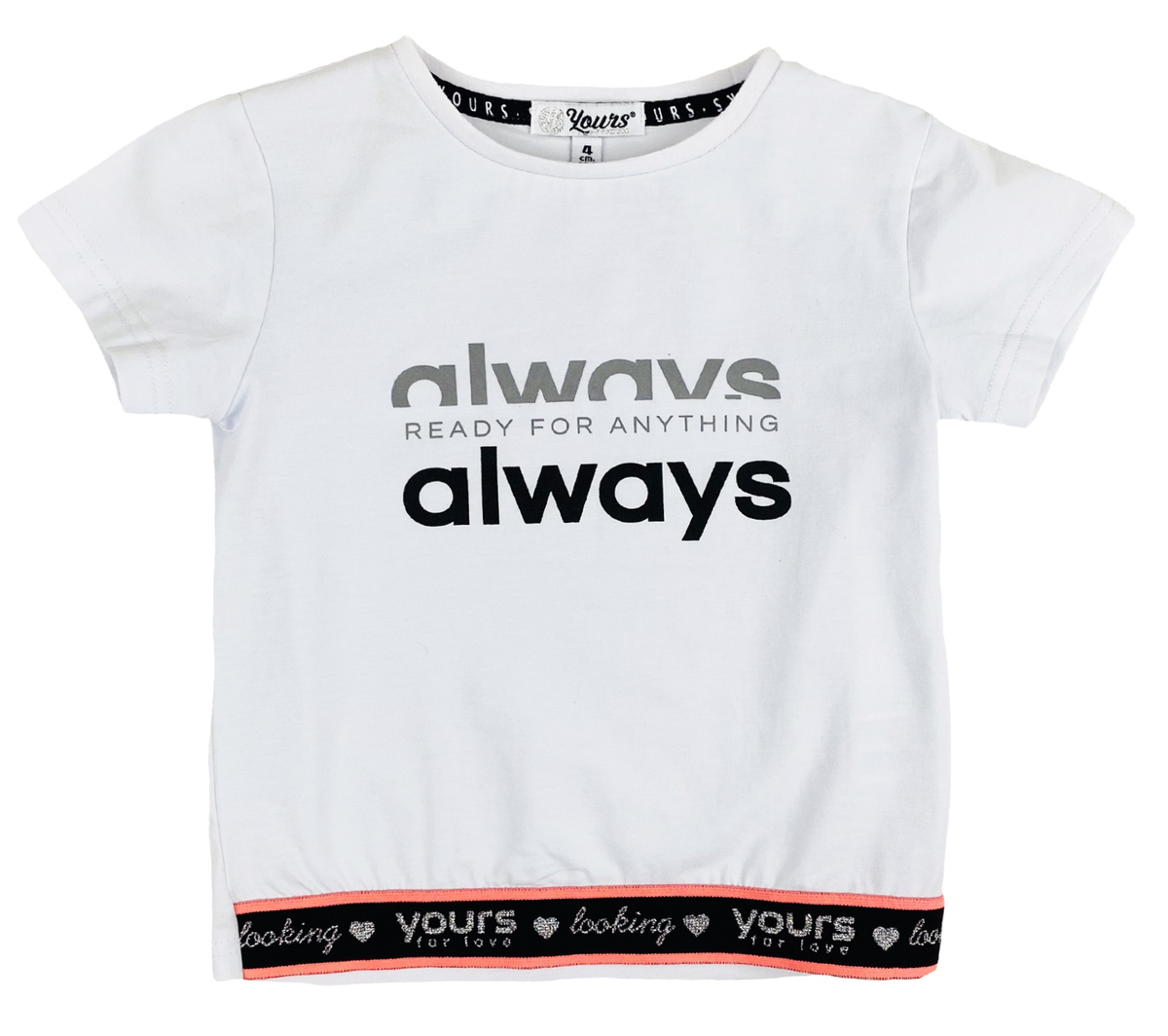 T-Shirt Yours Manica Corta Bambina 3/7 Anni - Ay2658