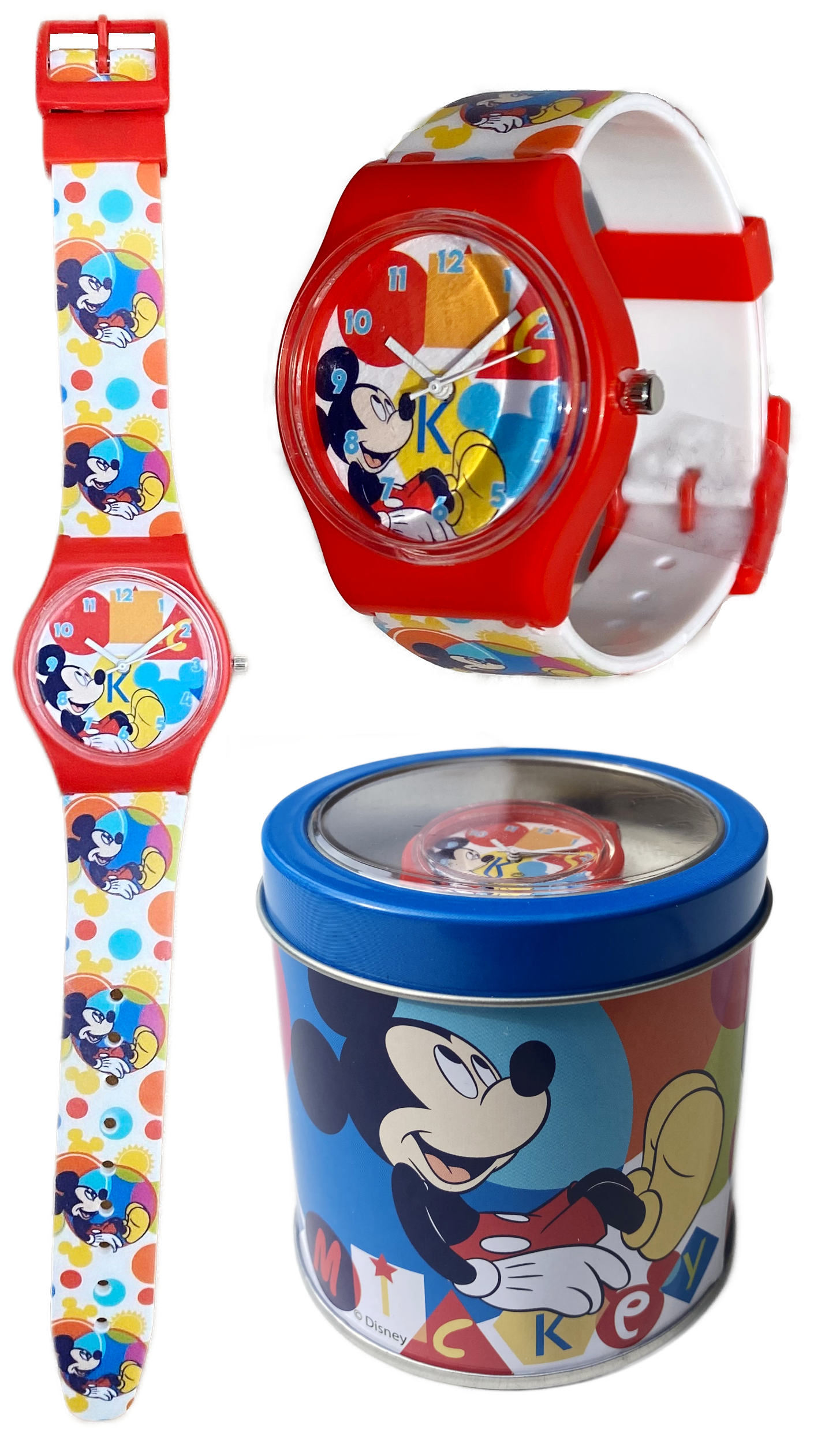 Orologio Mickey Mouse DISNEY Topolino da Polso Analogico in Scatola di Latta - Wd22139