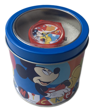 Orologio Mickey Mouse DISNEY Topolino da Polso Analogico in Scatola di Latta - Wd22139