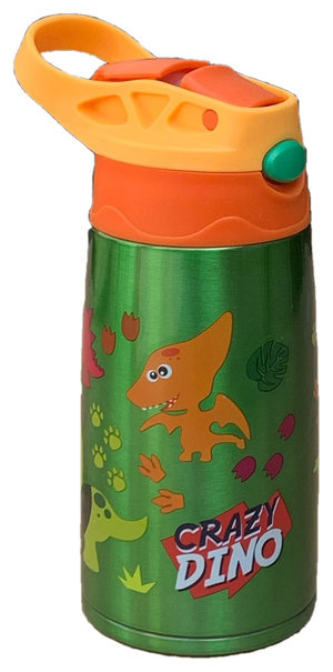 Borraccia Termica con Beccuccio Dinosauri Crazy Dino 450 Ml Apertura Automatica - Kl11257