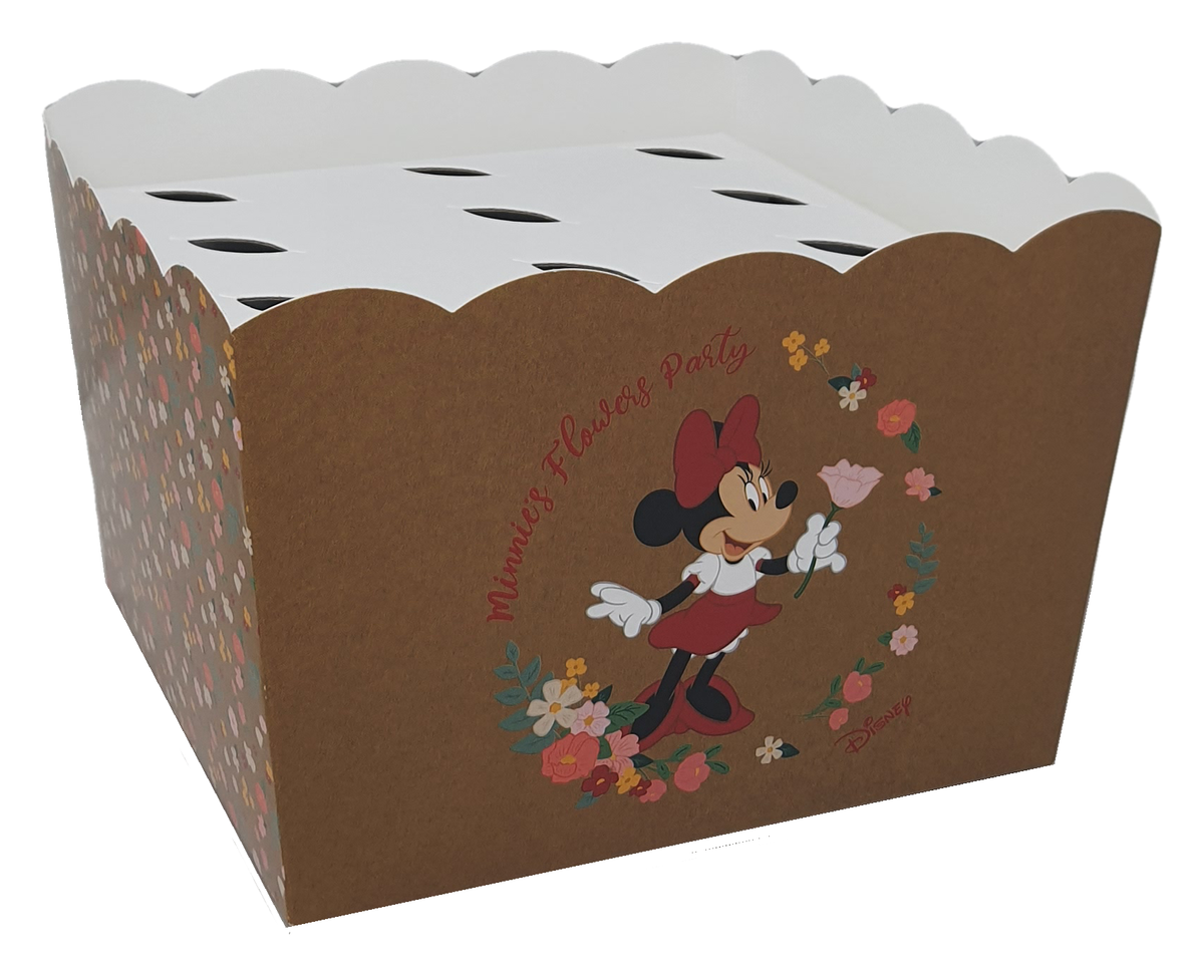 Contenitore Portaconi Minnie Flower DISNEY Vaso + Inserto per 12 Bomboniere Coni - 68229+16921
