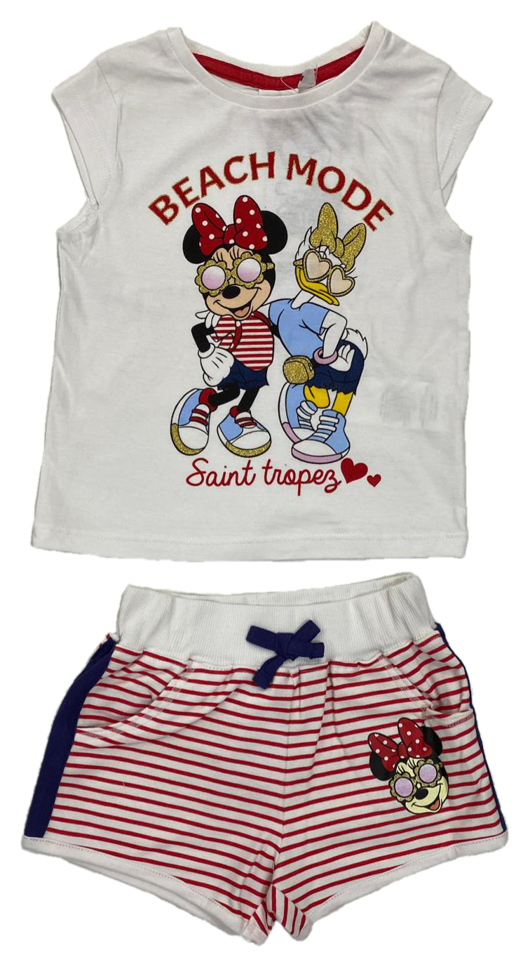 Completo Short + T-Shirt M.c. Minnie e Paperia DISNEY Bambina Sun City 3/8 Anni - Ev1241rosso