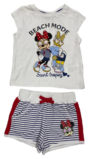 Completo Short + T-Shirt M.c. Minnie e Paperia DISNEY Bambina Sun City 3/8 Anni - Ev1241blu