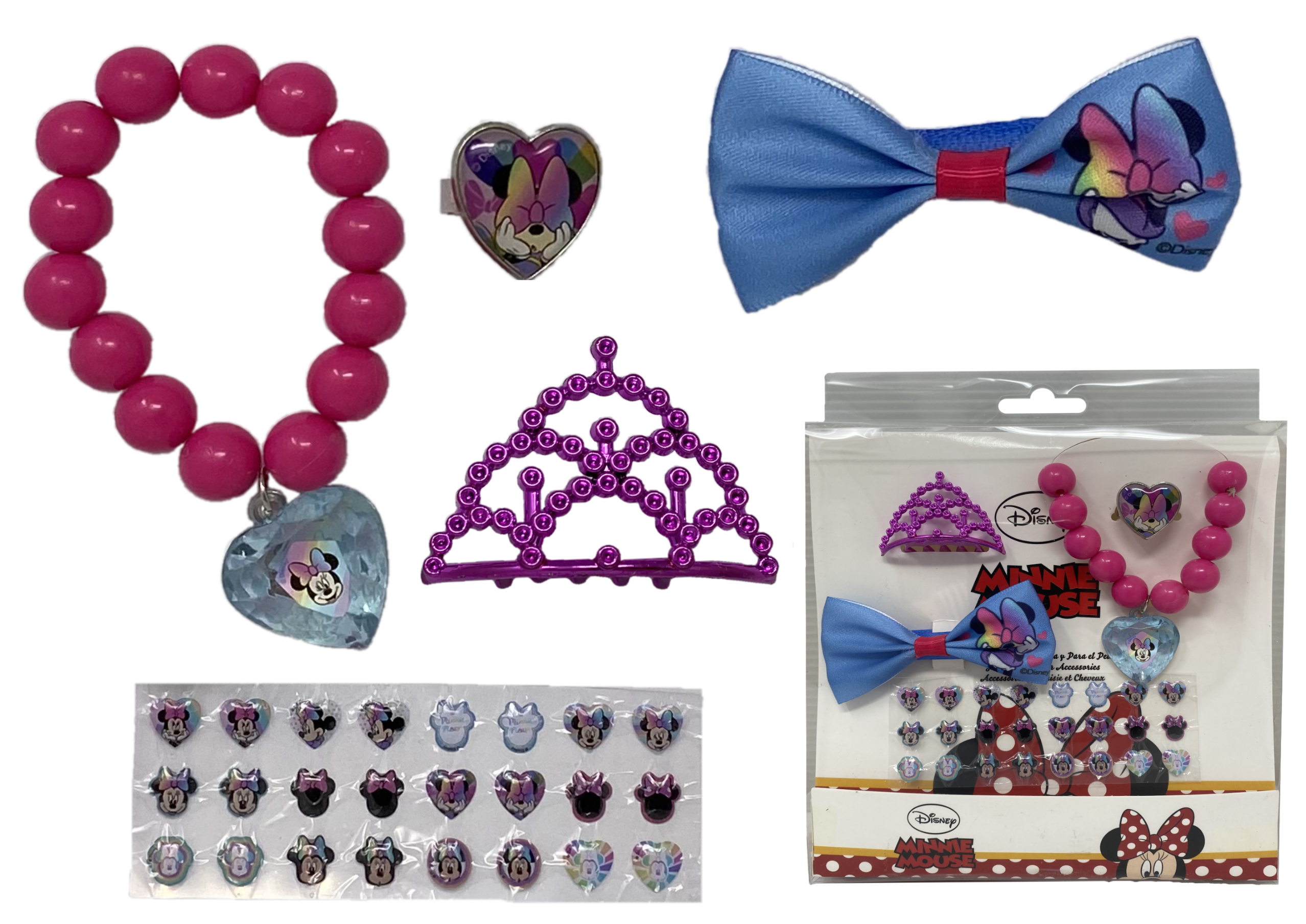Set Accessori Capelli Minnie DISNEY 16 Pezzi Collana Anelli Orecchini Mollette Fermaglio - Wd21316/2