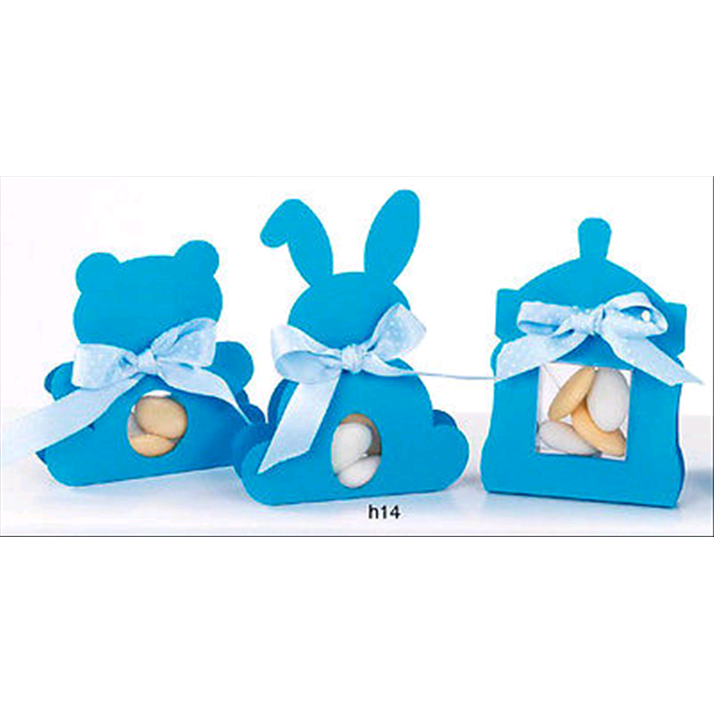Bomboniere DISNEY Astuccio Portaconfetti Orsetto Coniglietto Biberon Cm13x10x2 Celeste