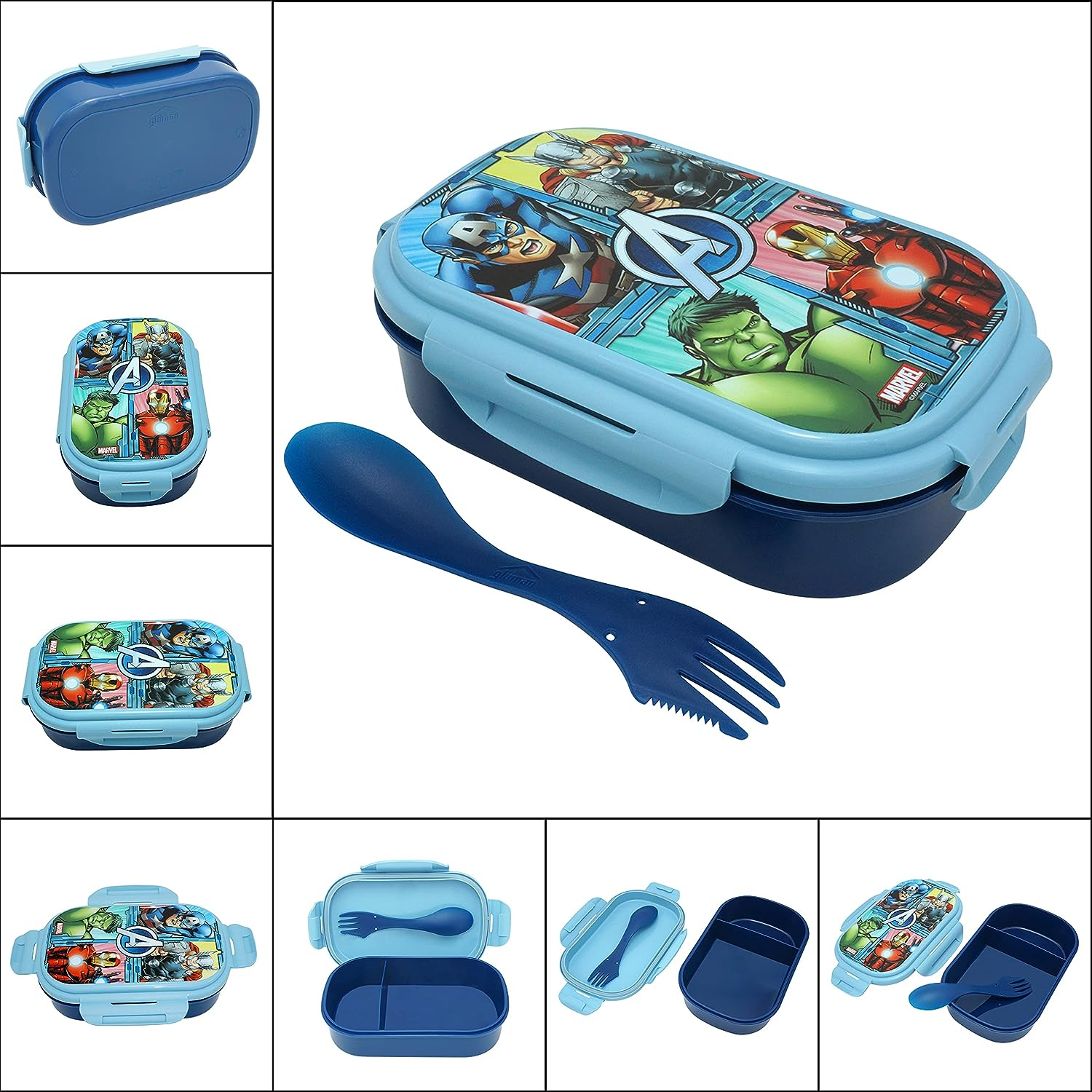 Portamerenda Avengers MARVEL con Posata 3 in 1 Portapranzo Multiscomparto - Av16034