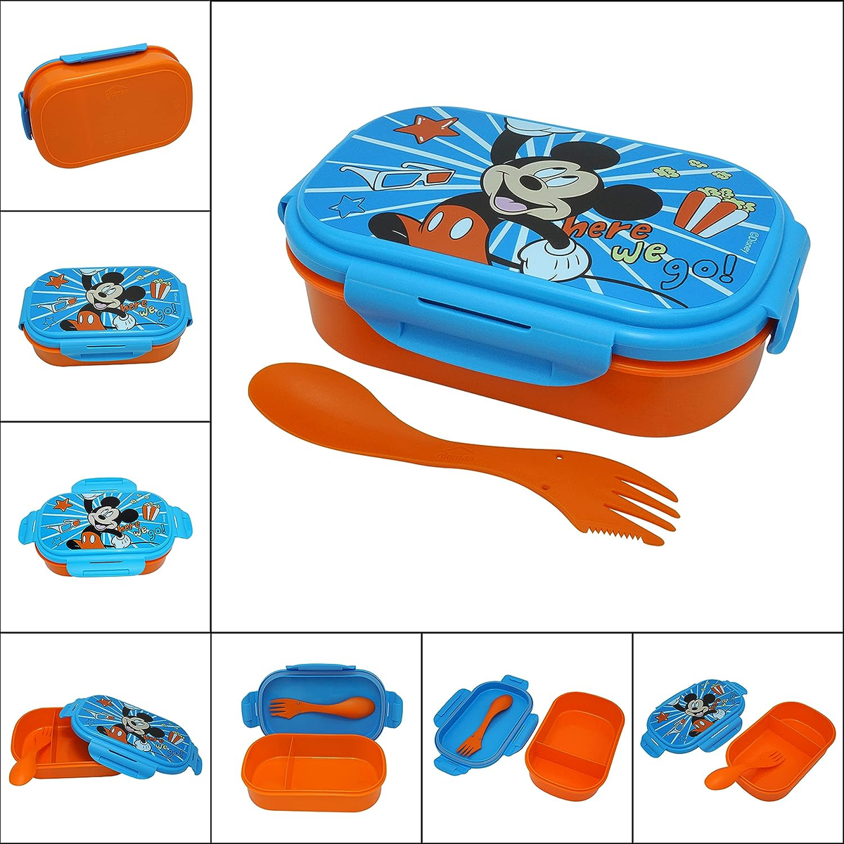 Portamerenda Mickey Mouse DISNEY Topolino con Posata 3 in 1 Portapranzo Multiscomparto - Mk22067