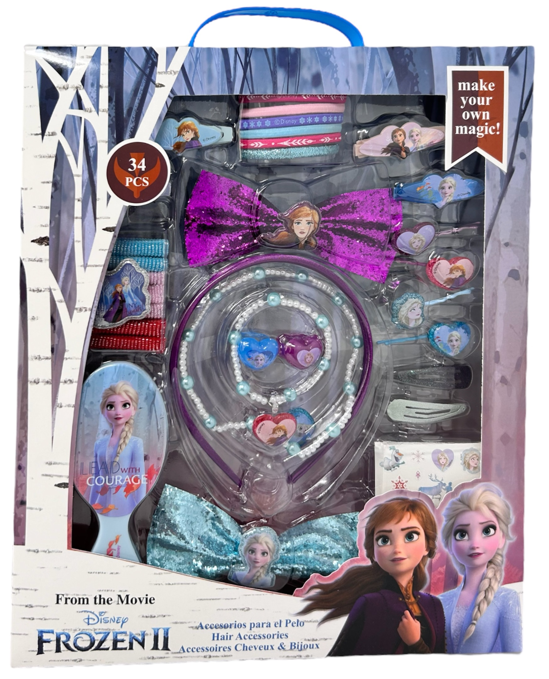 Accessori Capelli Assortiti Frozen Anna Elsa DISNEY Conf. da 34 Pezzi Confezione Regalo - Wd21388