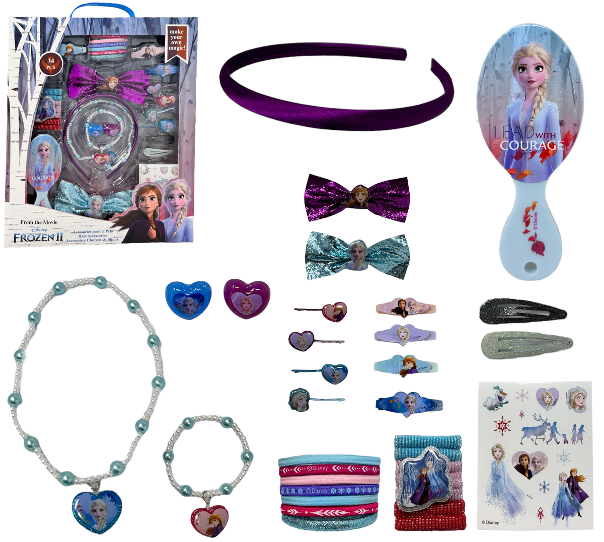 Accessori Capelli Assortiti Frozen Anna Elsa DISNEY Conf. da 34 Pezzi Confezione Regalo - Wd21388
