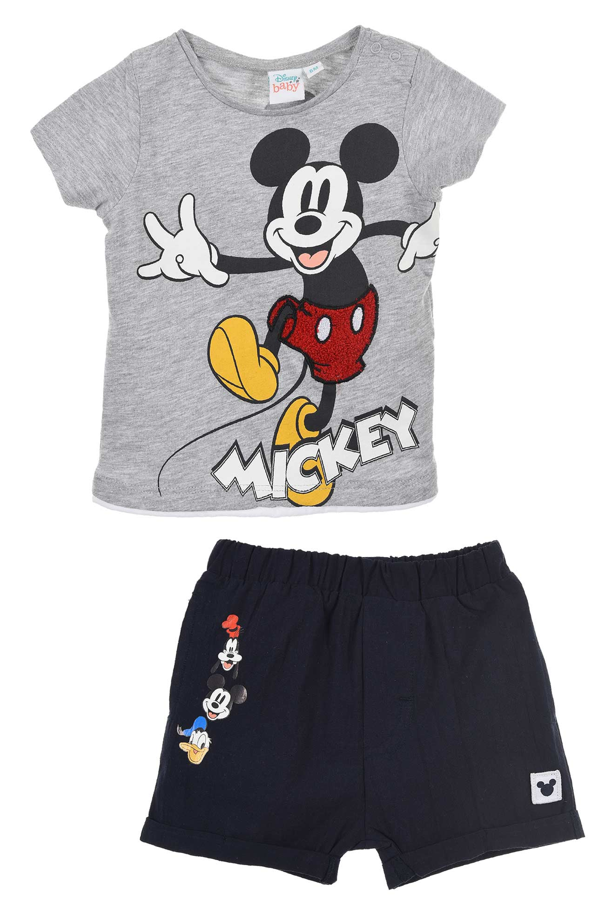 Completo Estivo Mickey Mouse DISNEY Topolino Short + T-Shirt Neonato Bambino Sun City 6/24 Mesi - Ev0070grigio