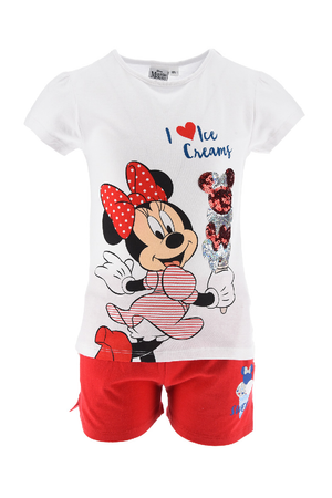 Completo Short + T-Shirt M.c. Minnie Mouse DISNEY Bambina Sun City 3/8 Anni - Ev1243rosso