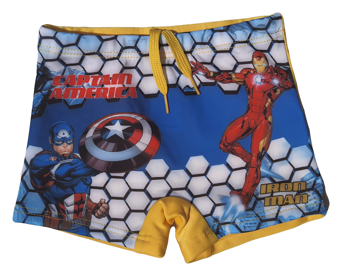 Costume Mare Capitan America Iron Man MARVEL Avengers Parigamba Pantaloncino Bambino - Ave0405giallo