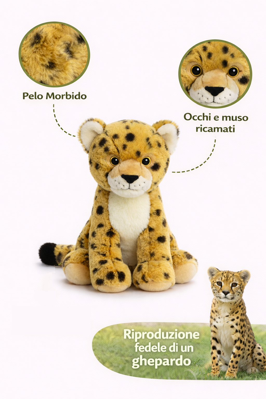 Peluche Ghepardo Grs Cm. 30 Plastica Reciclata Lelly - 800065