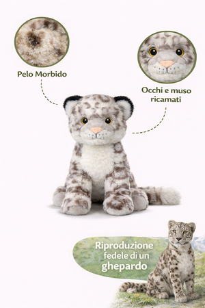 Peluche Leopardo Delle Nevi Grs Cm. 25 Plastica Reciclata Lelly - 800066