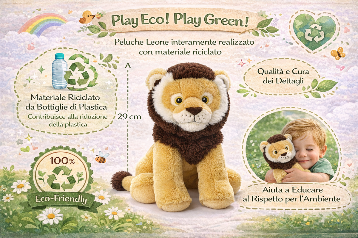 Peluche Leone Grs Cm. 30 Plastica Reciclata Lelly - 800069