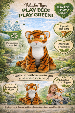 Peluche Tigre Grs Cm. 30 Plastica Reciclata Lelly - 800071