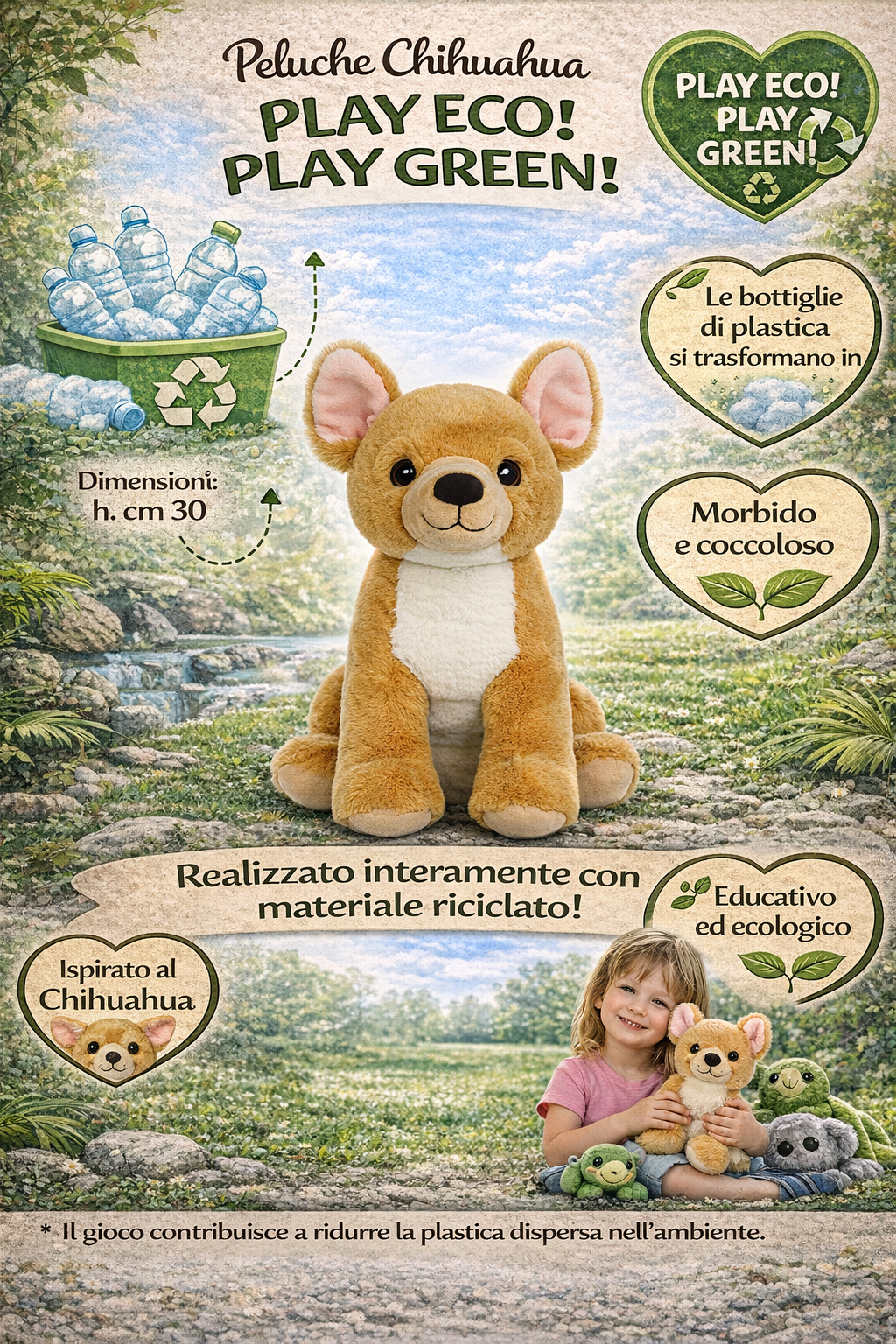Peluche Chiwawa Grs Cm. 30 Plastica Reciclata Lelly - 800211