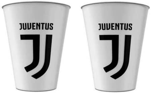 2 Bicchieri Juventus Campioni Bianconeri Plastica Ml.260 Cm. 10x7,5 - C02jv X 2