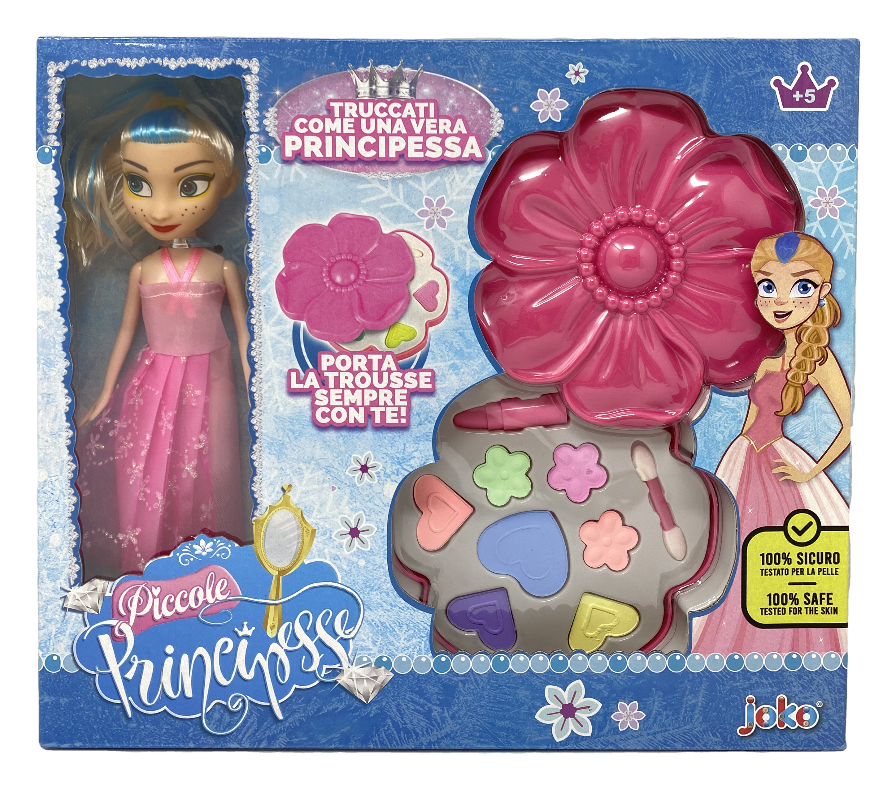 Bambola Principessa Rosa + Trousse 1 Rossetto 7 Ombretti 1 Pennello Trucco per Bambine - Toy0675