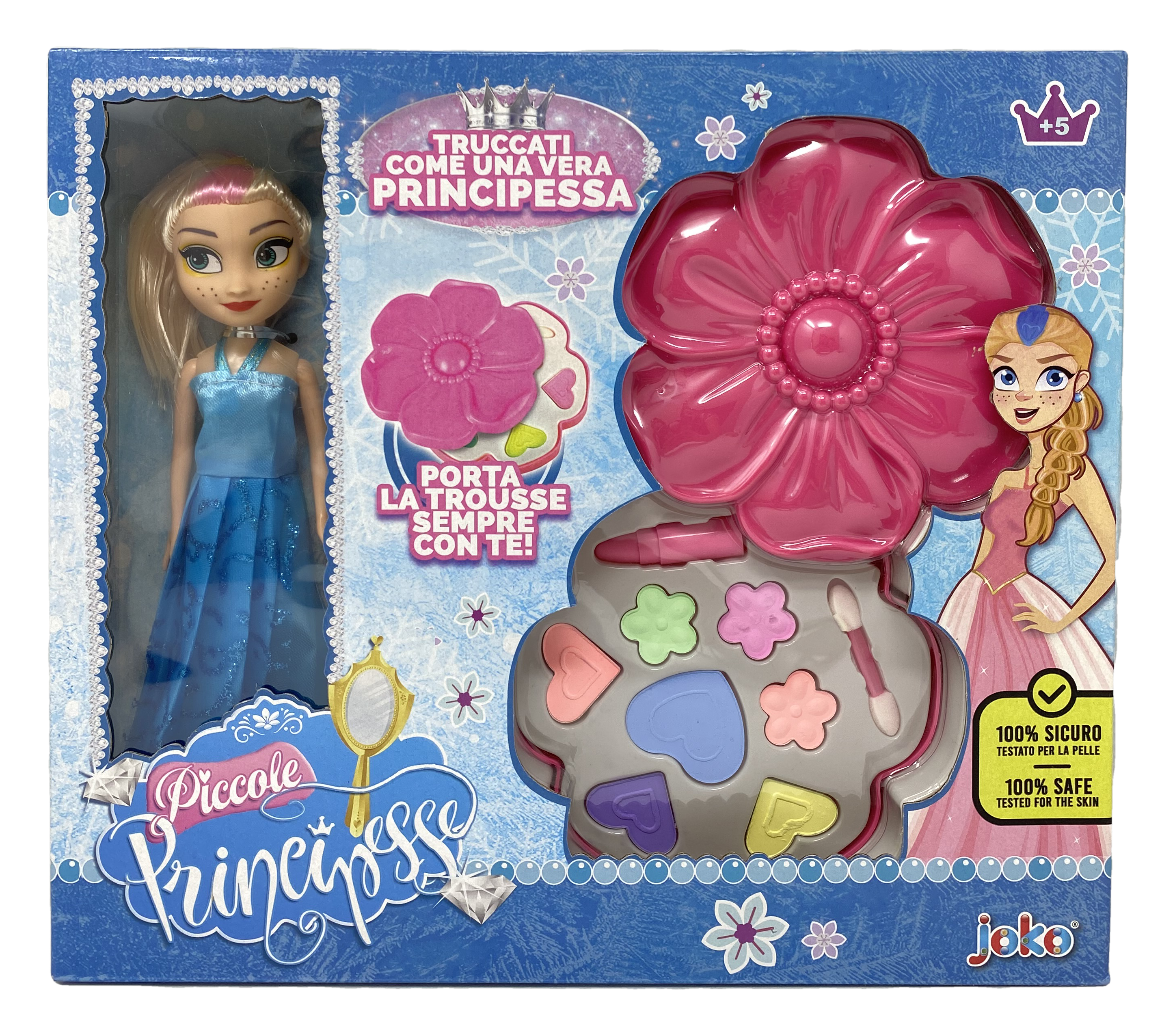 Bambola Principessa Celeste + Trousse 1 Rossetto 7 Ombretti 1 Pennello Trucco per Bambine - Toy0675
