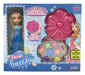 Bambola Principessa Celeste + Trousse 1 Rossetto 7 Ombretti 1 Pennello Trucco per Bambine - Toy0675