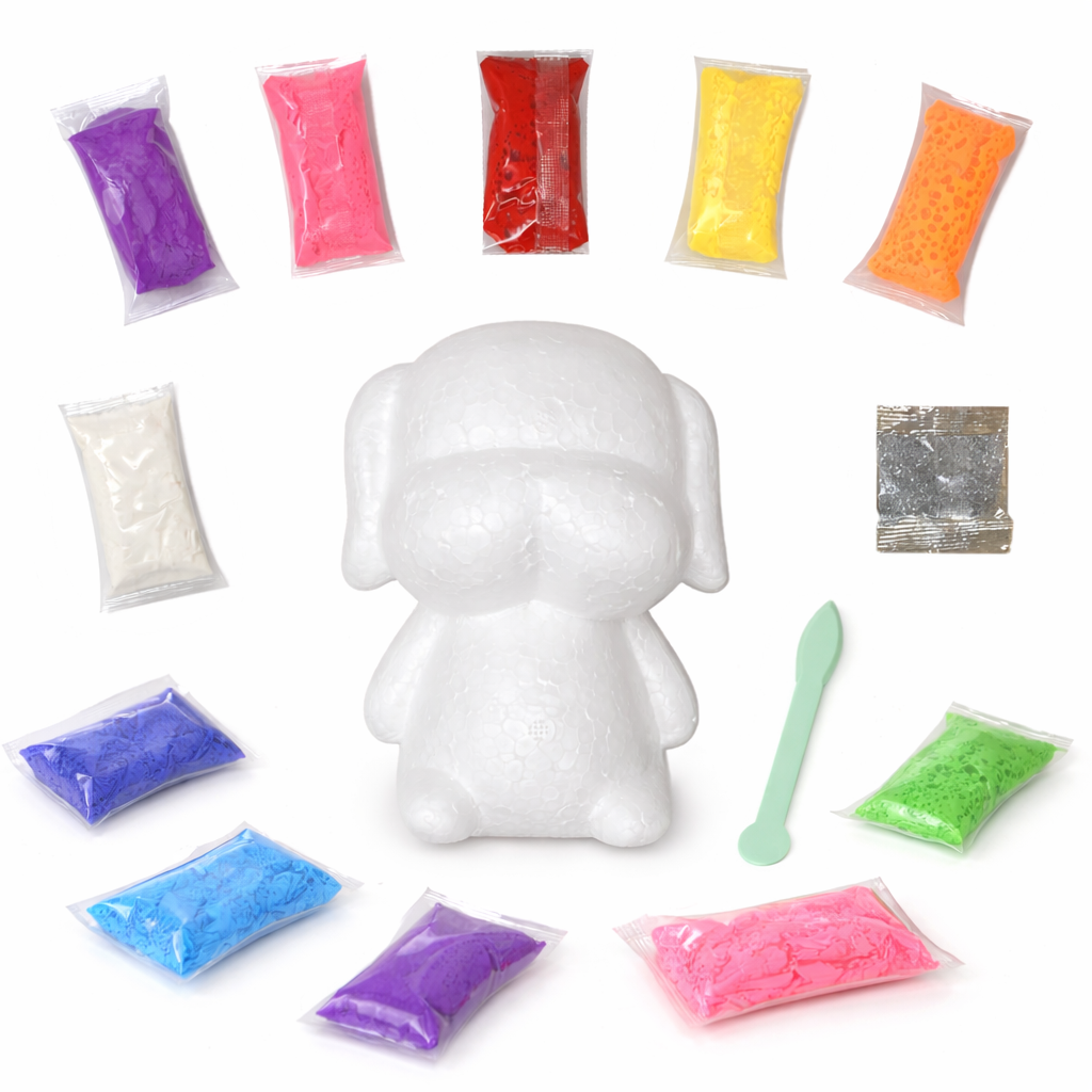 Set Attivita' 13 Pezzi Bambino Kevin il Cane Plastilina 10 Colori Glitter Strumenti per Modellare - Ok0019