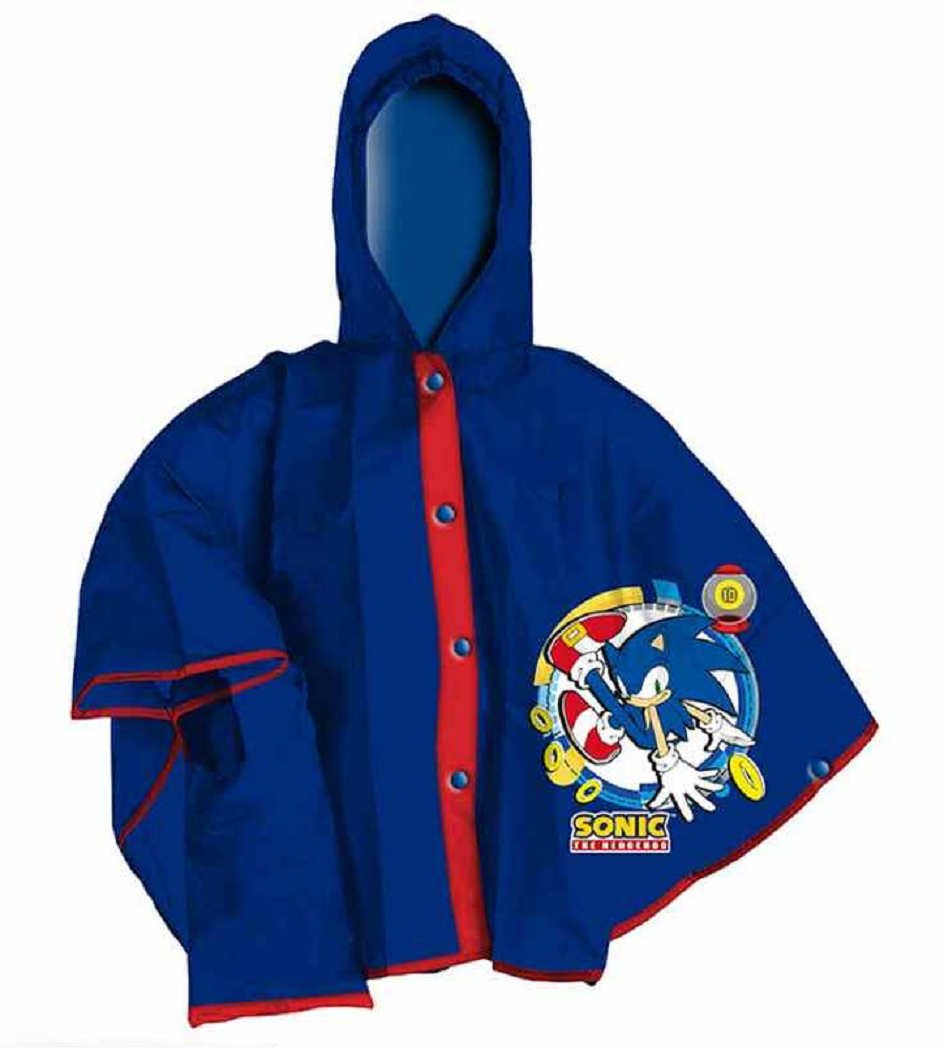 Set Pioggia Mantellina + Ombrello Sonic 4/5 Anni Bambino - Sn4389mc+sn4387mc