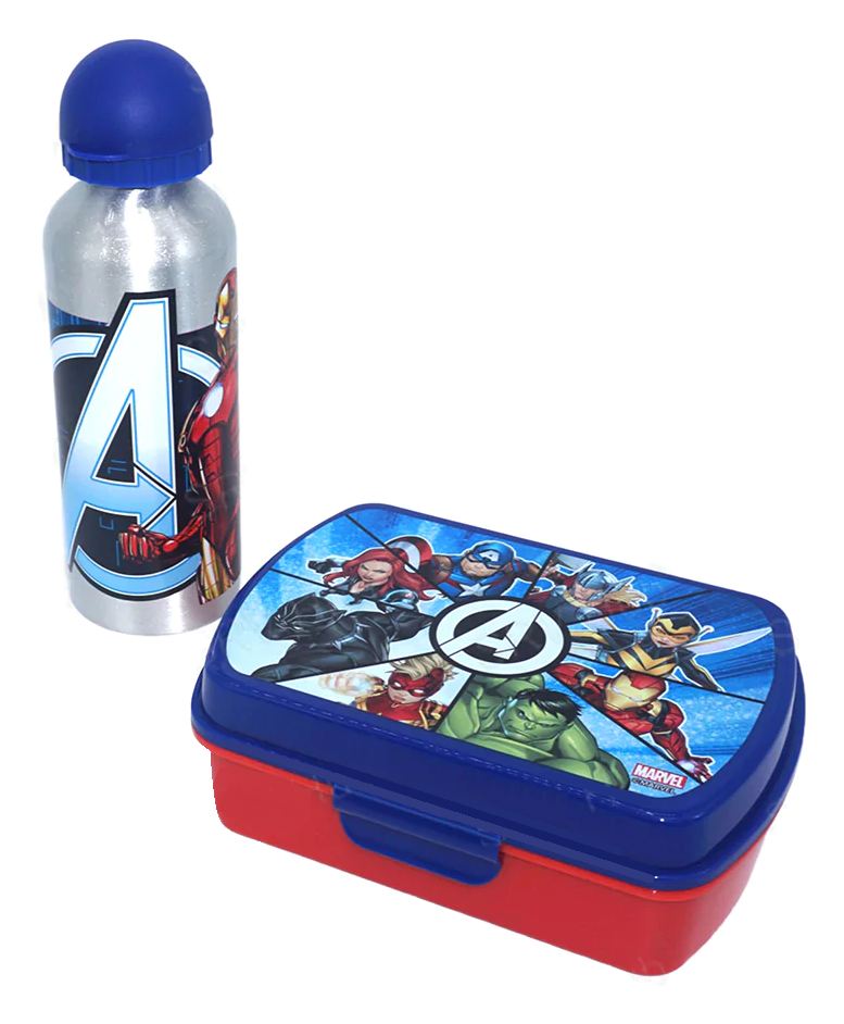 Set Avengers MARVEL Borraccia in Alluminio + Portamerenda in Confezione -  Av50001