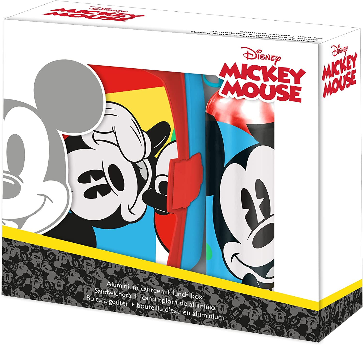 Set Mickey Mouse DISNEY Topolino Borraccia in Alluminio + Portamerenda in Confezione -  Mi50001