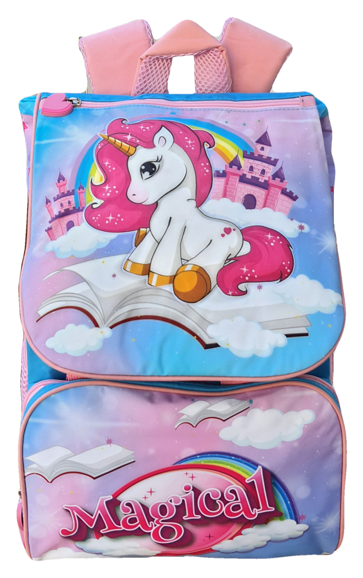 Zaino + Astuccio 3 Zip Unicorno Estensibile Scuola Elementare Colori Giotto