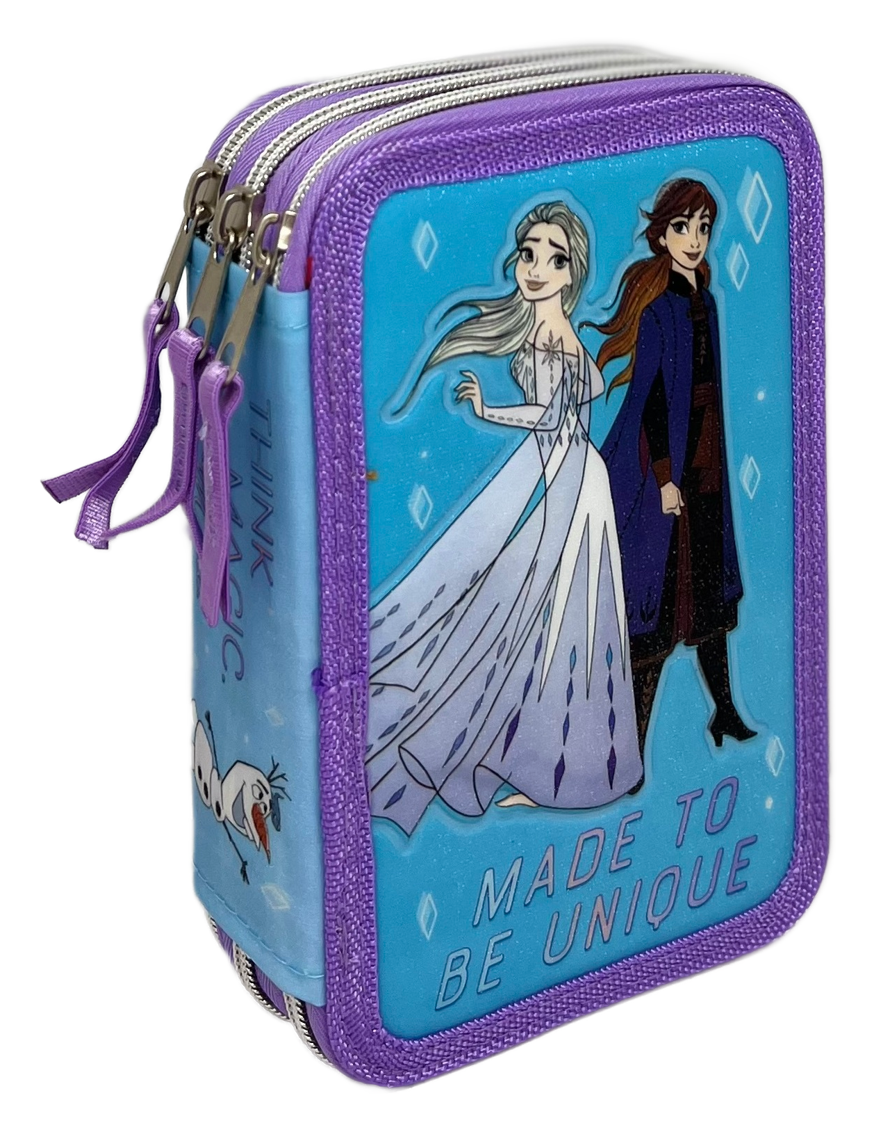 Astuccio Scuola 3d Frozen Ii DISNEY Elsa Anna Multiscomparto 3 Zip Portacolori Pennarelli Giotto - Fr0794