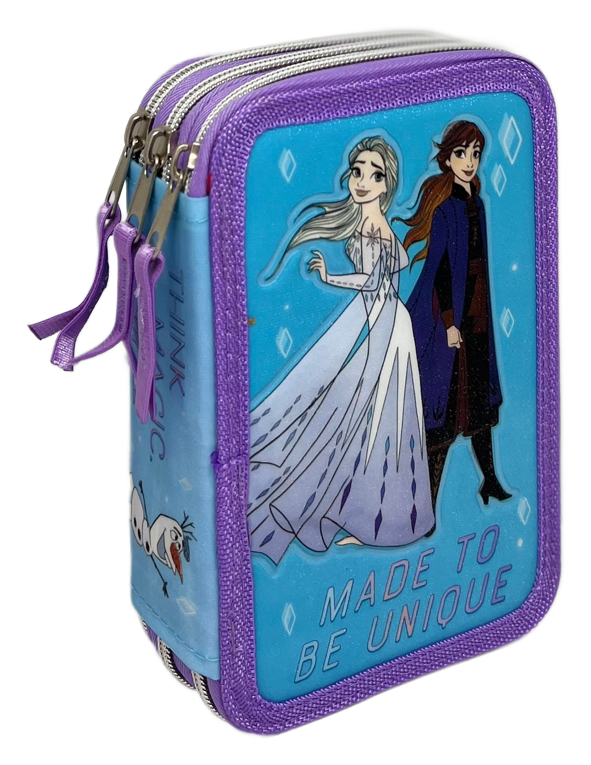 Astuccio Scuola 3d Frozen Ii DISNEY Elsa Anna Multiscomparto 3 Zip Portacolori Pennarelli Giotto - Fr0794
