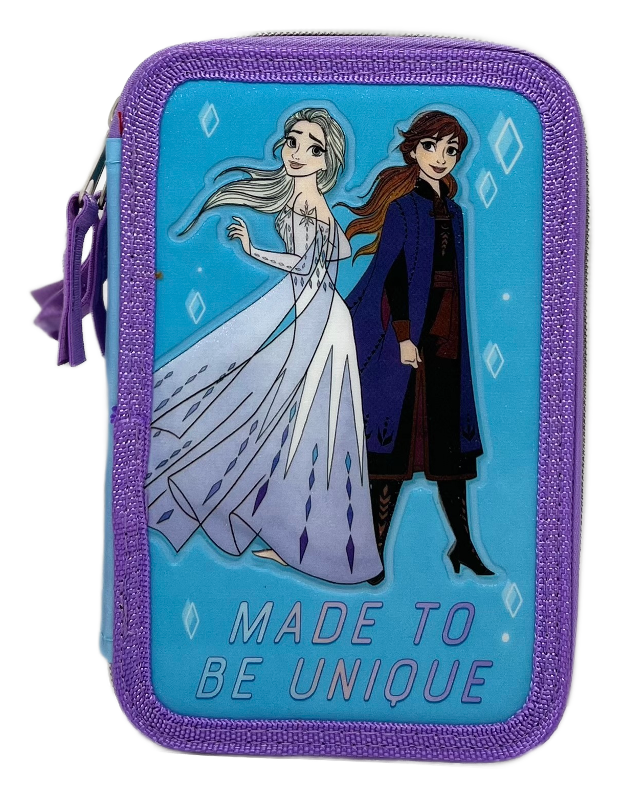 Astuccio Scuola 3d Frozen Ii DISNEY Elsa Anna Multiscomparto 3 Zip Portacolori Pennarelli Giotto - Fr0794