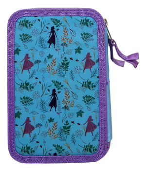 Astuccio Scuola 3d Frozen Ii DISNEY Elsa Anna Multiscomparto 3 Zip Portacolori Pennarelli Giotto - Fr0794