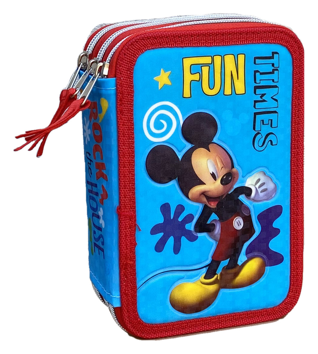 Astuccio Scuola 3d Mickey Mouse DISNEY Topolino Multiscomparto 3 Zip Portacolori Pennarelli Giotto - Mic0794