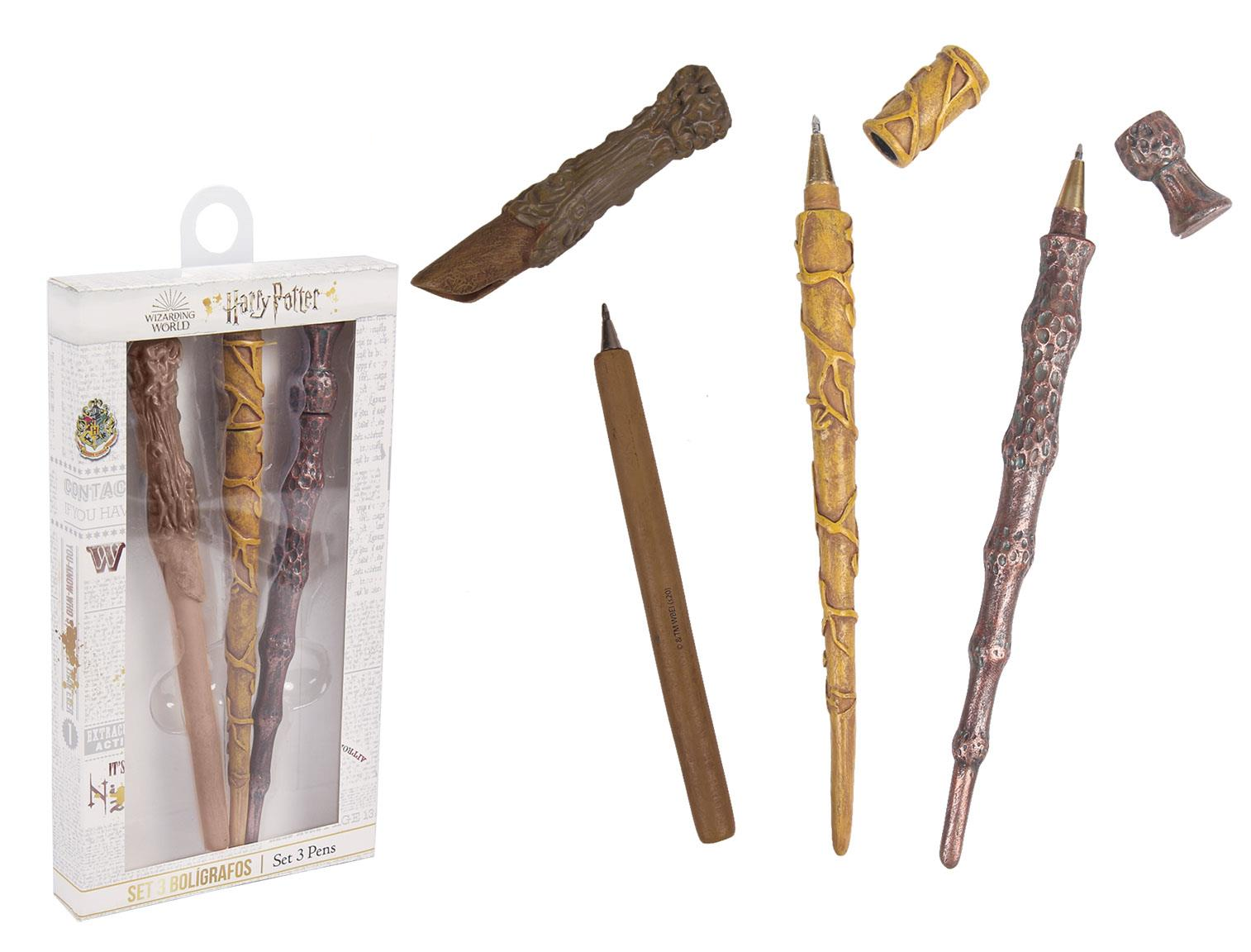 Set Penne Harry Potter Hogwarts 3 Bacchette Confezione Regalo - 3341