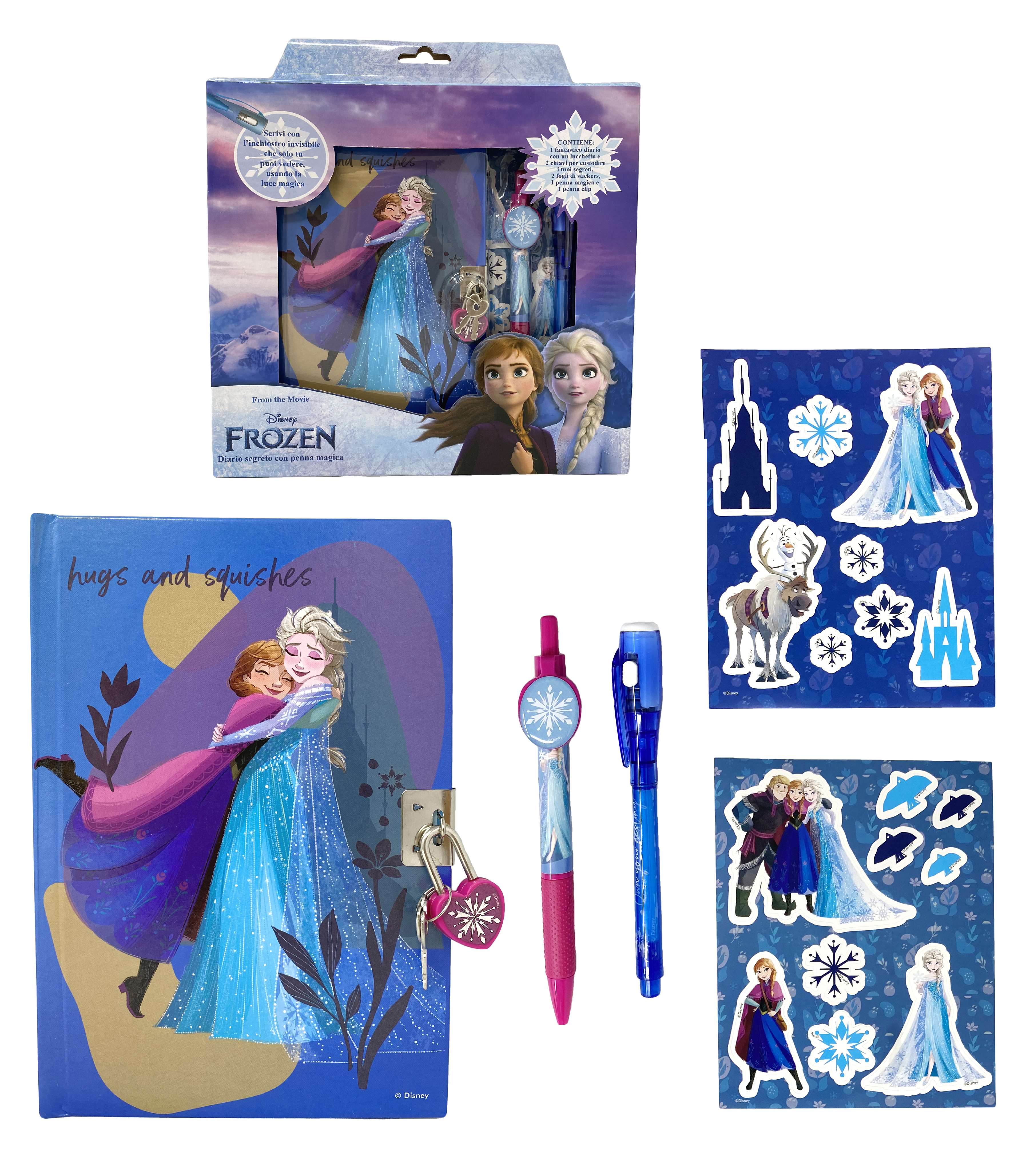 Diario Segreto con Lucchetto Frozen Ii DISNEY Elsa Anna + Accessori in Confezione Regalo - Fr0822
