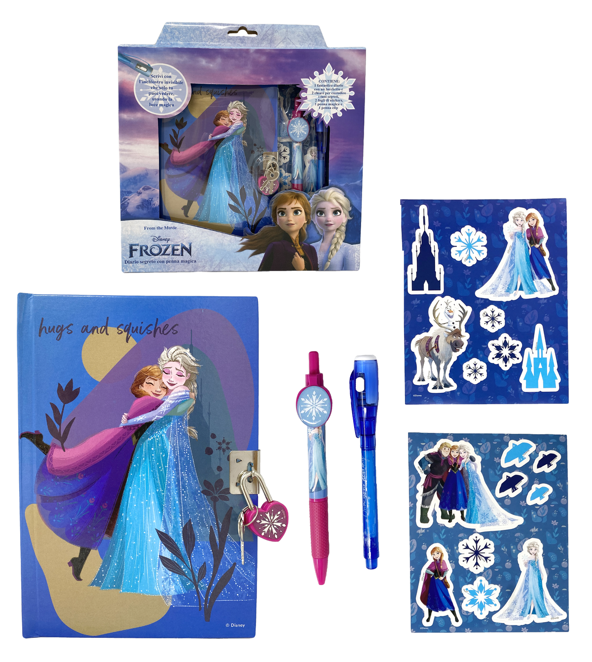 Diario Segreto con Lucchetto Frozen Ii DISNEY Elsa Anna + Accessori in Confezione Regalo - Fr0822