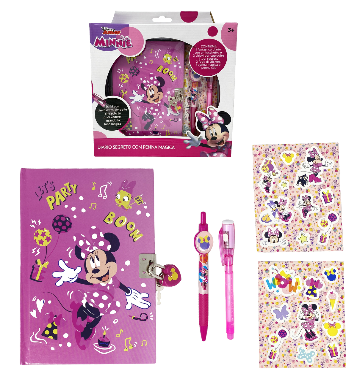 Diario Segreto con Lucchetto Minnie Mouse DISNEY + Accessori in Confezione Regalo - Min0822
