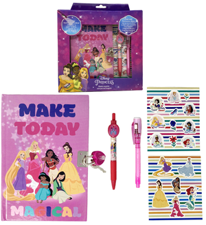 Diario Segreto con Lucchetto Principesse DISNEY + Accessori in Confezione Regalo - Pr0822