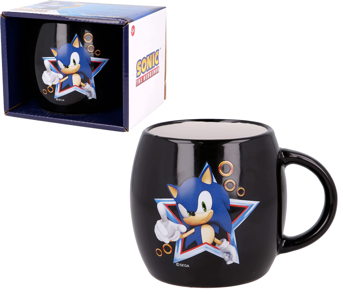 Tazza Mug Sonic Riccio Supersonico in Ceramica Bombata 350 Ml in Confezione - Stt499