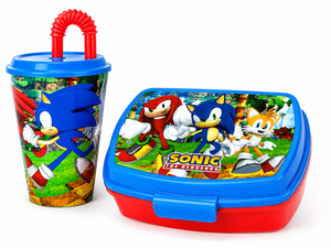 Set Sonic Bicchiere con Cannuccia + Portamerenda Bpa Free - Sonic22/2pz