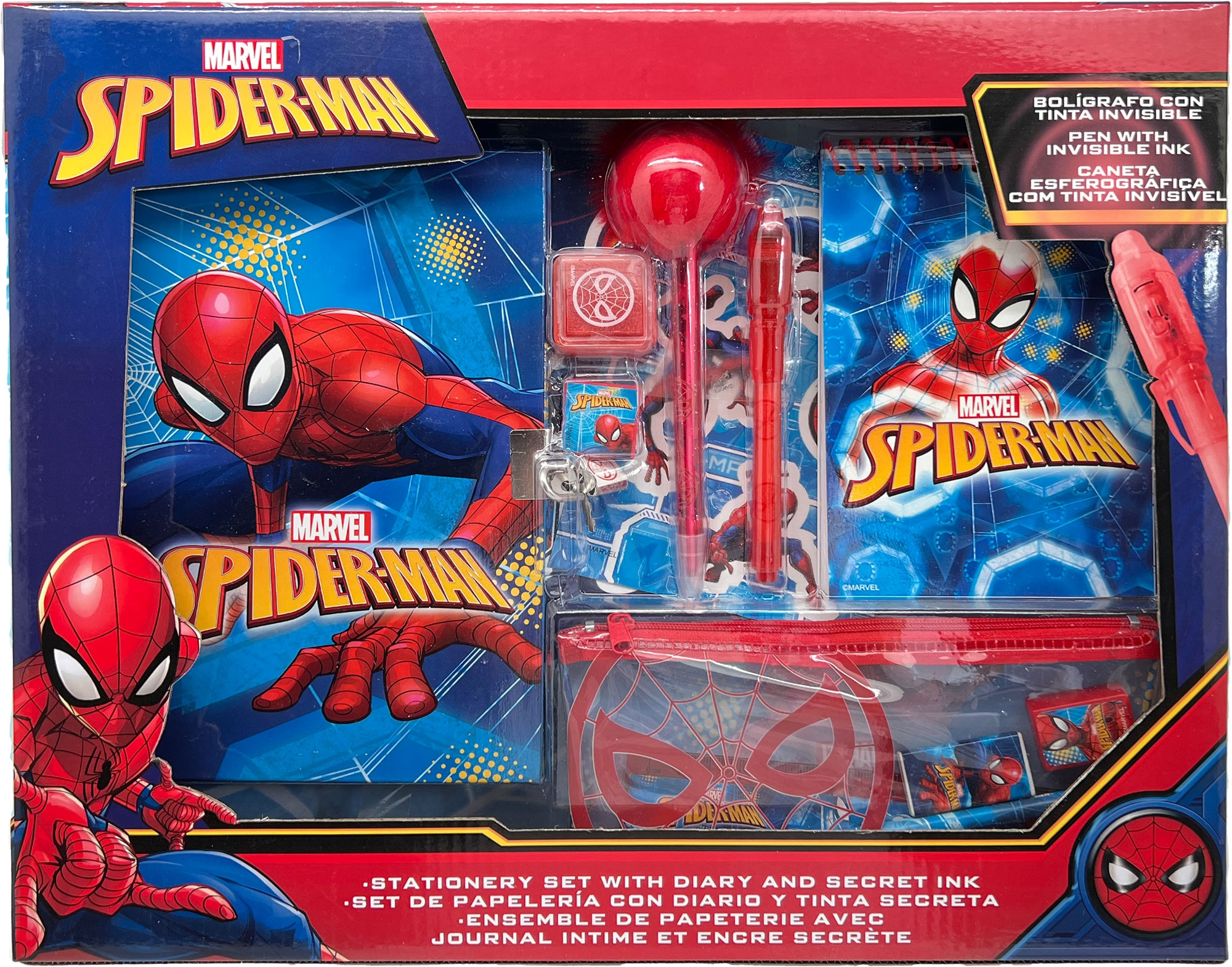 Diario Segreto Spiderman MARVEL con Accessori 13 Pezzi Cancelleria Stickers - Mv16071